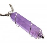 Amethyst Gemstone Double Terminated Wand Spiral Pendant